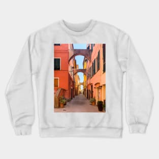 Italian Architecture Mediterranean Houses Liguria Italy Crewneck Sweatshirt